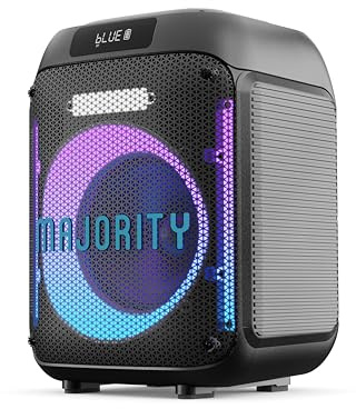 MAJORITY Portable Party Speaker & Karaoke Machine with Wired Microphone | Bluetooth, USB/SD MP3 Player | Mic Echo, Treble, Bass Boost | TWS Stereo, LED Lights | PA System Speaker Pulse P1