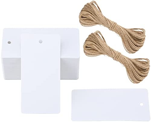 100 Stk Geschenkanhänger Groß, 300g/m² Kraftpapier Etiketten Tags, 4.5 x 9 CM Geschenkanhänger Anhänger Etiketten mit Jute-Schnur