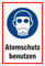 Melis-Folienwerkstatt Schild - Gebots-Zeichen - Atem-Schutz benutzen - entspr. DIN ISO 7010 / ASR A1.3 – 15x10cm | stabile 3mm Starke Aluminiumverbundplatte – S00361-034-B +++ in 20 Varianten