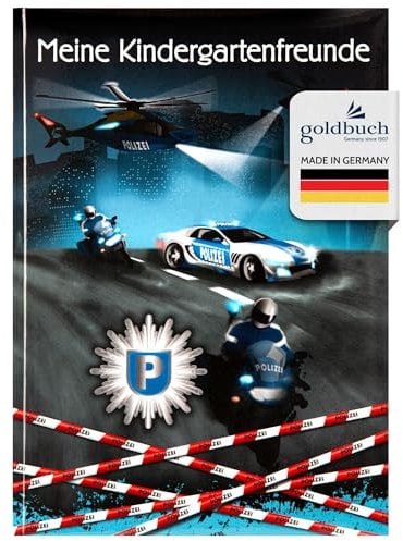 goldbuch 43061 Kita Freundebuch Polizei, Buch DIN A5, zum Ausfüllen, Erinnerungsbuch an Freunde, Notizbuch mit 84 illustrierte Seiten, Einband mit Kunstdruck, ca. 15 x 21 x 1,5 cm