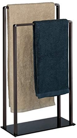 Relaxdays Handtuchständer, Bronze-schwarz freistehend, 2 Stangen, modern, Metall, Handtuchhalter, HxBxT: 80 x 45 x 20 cm