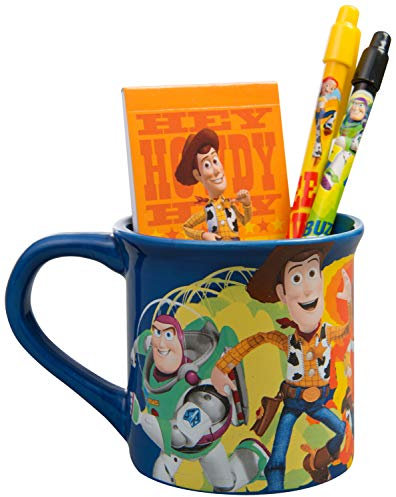 Sambro Disney Toy Story 4 Becher gefüllt mit Schreibwaren, Keramikbecher, mit Woody, Buzz und Jess, 1