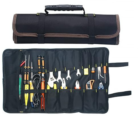 Sac à outils portatifs 22 poches en toile Oxford 600D pour outils de transport de gros fourre-tout organiseur, rangement facile et portable Idéal pour les travaux manuels et les réparateurs Bleu