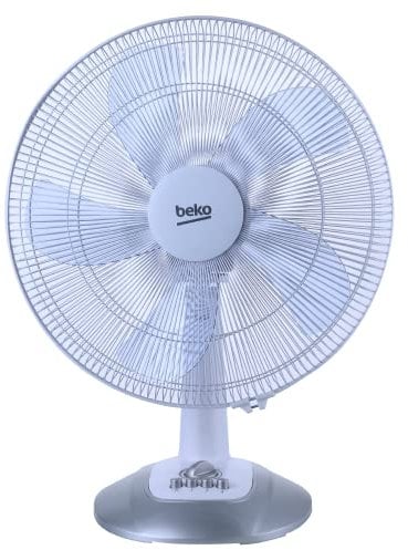 Beko - EFT6100W - Ventilatore da Tavolo, Portatile, 55W, 3 Velocità, Oscillazione 95°, Inclinazione Regolabile - Bianco, 29 x 45 x h57,5 cm