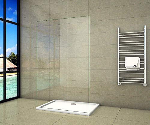 Aica Sanitär Duschabtrennung Duschwand Walk in Dusche 137.7x200 cm,8/10 mm Echtglas mit Splitterschutzfolie