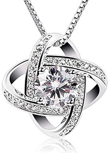 Miya® Luxus 925 Sterling Silber Kette Halskette mit Kristall Twist-Würfel