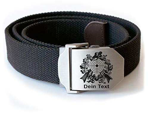 generisch Gürtel Workwear Koppelschloss mit Gravur Wappen der Schützen, Wunschgravur Dein Text, für Arbeitshose oder Diensthose oder Schützen-Uniform, Schützenverein