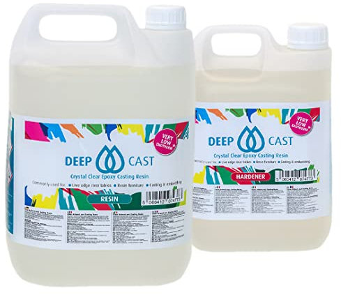 DEEPCAST 7,5 kg Epoxidharz mit Härter Set zum Gießen für für Hohlräume | glasklar und UV stabilisiert | Clear Epoxy Casting Pouring Resin | 2K Gießharz farblos für DIY Kunst Rivertable Tisch Holz