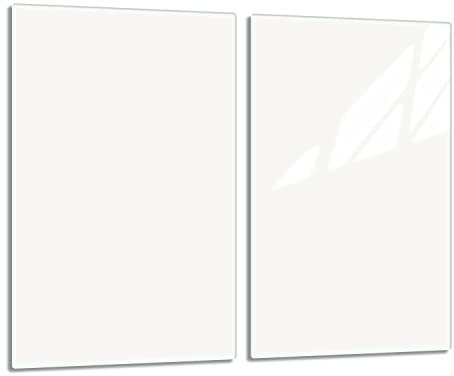 TMK - Placa protectora de vitrocerámica 30 x 52 cm 2 piezas cocina eléctrica universal para inducción protección contra salpicaduras tabla de cortar de vidrio templado como decoración, blanco