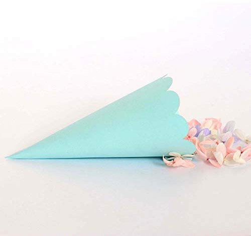 UNKC 50 PZ Coni Riso Matrimonio con Chic Pizzo Ondulato, Coni Portaconfetti, Azzurro Porta Riso per Confetti, Bomboniera Matrimonio Elegante per Segnaposto Comunione Nozze