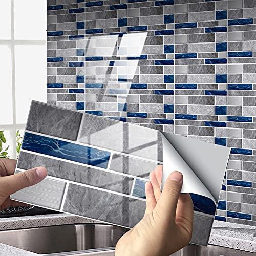 Exnemel 48pcs Pegatinas de Azulejos para baño Cocina Autoadhesivas Impermeables transferencias de Azulejos de Pared de Metro Papel Pintado de Vinilo con Efecto de azulejo de cerámica DIY