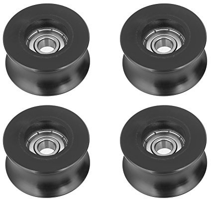 U-Nut-Riemenscheibe, 4 Stück 0840UU U-Nut-Riemenscheibe Schiene Kugellager Metalldämpferlager Interne Schmierung Fett Gleitrolle Laufrad für Raupenantrieb Mechanische Ausrüstung 8x39.5x20.1mm Schwarz