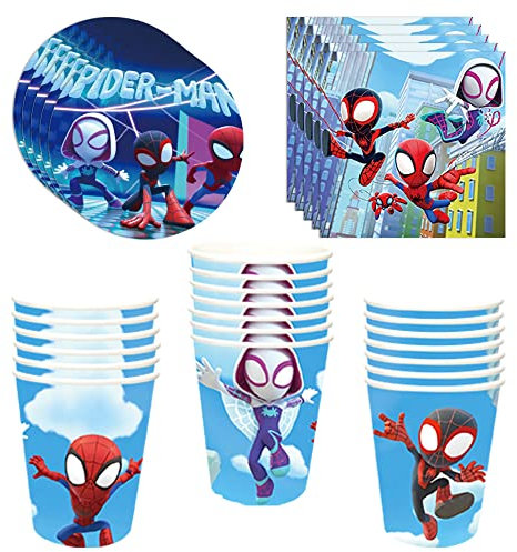 Spider Hero Birthday Party Supplies Spidey Amazing Friends Party Favours Includes Cups Plates Napkins for Spider Birthday Baby Shower Decor