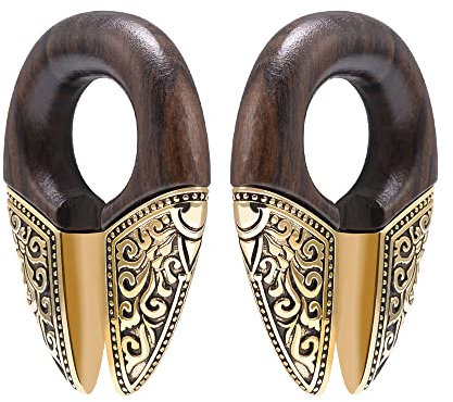 ERKUOO 1 Paar Ohrgewichte für gestreckte schwere Aufhänger Holz Ohrhörer Stöpsel Ohrtunnel Körper Piercing Mode Schmuck 14mm