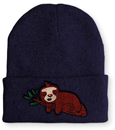 tshirtladen Schlafendes Faultier Mütze Statement Spruchmütze Beanie mit Spruch, Farbe: Navy