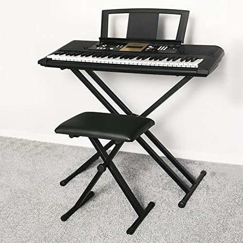 Height Adjustable Double Braced X Frame Music Piano Keyboard Stand Chair Bench