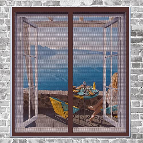 Zanzariera Magnetica Porta Finestra 80 x 80 cm Telaio Magnetico Per Finestra Chiusura Maticamente Magnetica Zanzariera Per Porte Zanzariera Porta Finestra, Marrone