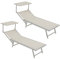 Baroni Home Sonnenliege mi Gestell aus Aluminium und Sonnenschütz, klappbare Liegesthul mit verstellbaren Rückenlehne, bequem und strapazierfähig Gartenliege, 60x190x35 cm (Weiß, 2 Stück)