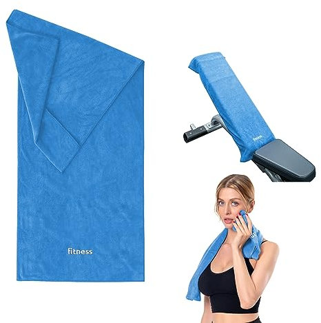 CHARS Mikrofaser Handtuch Sporthandtuch Leicht Gym Handtuch Reisehandtuch Schnelltrocknend Sport Handtuch Gym Fitness Handtuch mit Antirutsch Fixierung für Sport Fitnessstudio Yoga, Blau, 120 x 50 cm