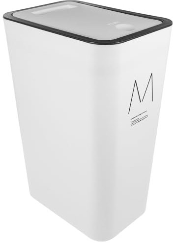 STOBAZA Schlanker Mülleimer Mit Deckel 10 L Schmaler Badezimmer-Mülleimer Müllbehälter Mülleimer Papierkorb Mülleimer Mülleimer Für Badezimmer Wohnzimmer Büro Küche Weiß