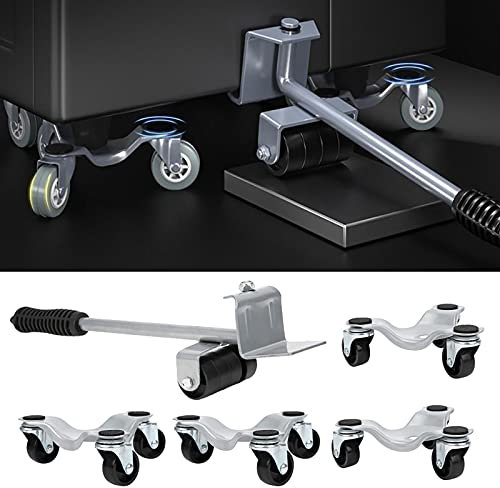 Möbel Transportroller Set, Möbelwagen für Schwere Möbel Möbelheber Rollwagen kit mit 4 Möbelroller 1 Lastenheber Antirutsch Möbeltransportrollen, für mühelosen Verschieben von Mö
