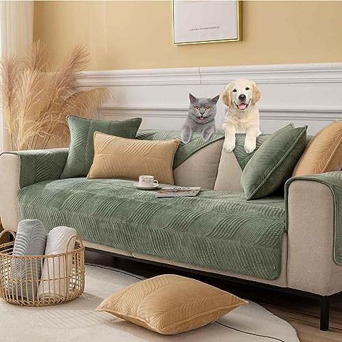 YSZBD Sofa Cover Sofadecken Für Sitzfläche Samt Sofabezug Ecksofa L/u Form Sofaschoner rutschfest Solide Dicke Strukturierte Sofaschoner Für Wohnzimmer Couchbezug,A-70x120cm