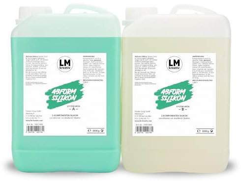 LM Abform Silikon flüssig (6 kg) Grün Flüssig-silikon, Bastel-silikon, Flüssiges Silikon, Abform-Masse, Dublier-silikon, Additions-vernetzendes, Silikon-kautschuk