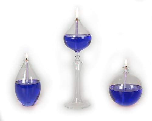 Bergs Handgefertigte Öllampen aus Glas, Fame Set Transparent (Blau)
