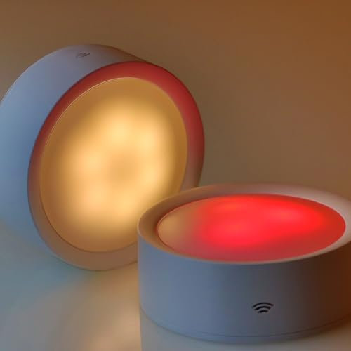 da LIGHT Juego de 2 luces LED para debajo de la unidad, maceta de pared RGBW con control remoto, luz inalámbrica para gabinete, funciona con pilas, iluminación regulable para escaleras, vitrinas,