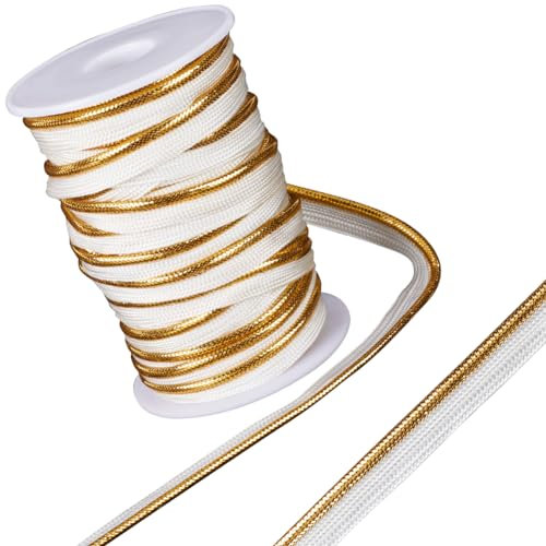 GORGECRAFT 22 Meter Goldenrod Paspelborte mit metallischer Lippennaht, 1,2 cm breites Schrägband, Band zum Nähen von Kleidung, Kissen, Lampen, Vorhängen, Heimdekoration, Polster