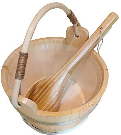 TJLVYCNB Cubo de Sauna de Madera de 6 l con Juego de cucharón de Sauna, Cubo de Agua de Cubo de Sauna Accesorios de SPA de Sauna