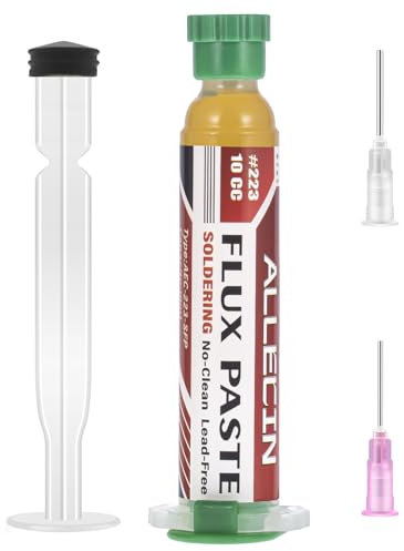 ALLECIN Flussante per Saldatura Senza Piombo 10mL Solder Flux Paste No Clean 10CC Flussanti per Saldature Flusso per Pasta Saldante AEC-223 con Asta di Spinta e Ago per PCB SMD BGA (1 pezzo)