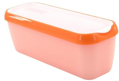 Récipient à Crème Glacée, Bac à Crème Glacée avec Couvercle, Récipient de Stockage de Crème Glacée Faite Maison, Grande Boîte à Crème Glacée Hermétique pour Yaourts Desserts, Bacs à Glace, Orange