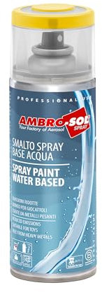 Ambro-Sol Smalto Spray a Base Acqua, a Basse Emissioni, Ritocco per Metalli, Legno, Vetro, Ceramica e Plastica, Conforme EN 71-3, Colore Giallo Cadmio RAL 1021, 400 ml