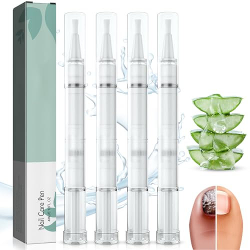 4 Stück Nail Care Pen, Nagelpilz Stift, Nagelpilz Nagelpflegestift, Nagel Behandlungs Stift mit Teebaumöl, Vitamin E & Aloe Vera für gepflegte Fingernägel & Fußnägel, Nagelwachstum FöRdern