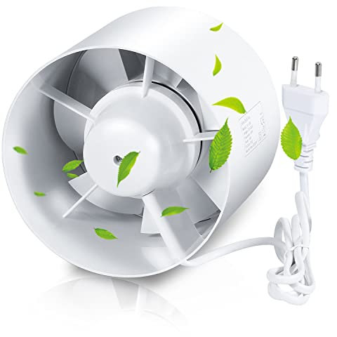 Izrielar Rohrventilator 150mm, Rauchabzug Kanalventilator Abluftventilator 320m³/h Inline-Rohrventilator Hitzebeständig Lüfter Leise Rauchabzug Ventilator für Küche, WC, Garage