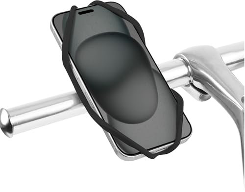 BONE Handyhalterung Fahrrad Bike Tie 5 Lenker – Silicone Stoßdämpfung, Universelle Halterung für Smartphones 4,7-7,2, iPhone 17 16 15 Rennrad, Mountainbike, Kinderwagen –Schwarz