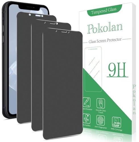 Pokolan 3 Stück Matte Sichtschutz für iPhone 11, iPhone XR, Schutzfolie, Matt Anti-Spy Glas Folie, Blendschutz, Blasenfreie, Anti-Kratzen, Anti-Fingerabdruck, Ultra-Klar Displayschutzfolie