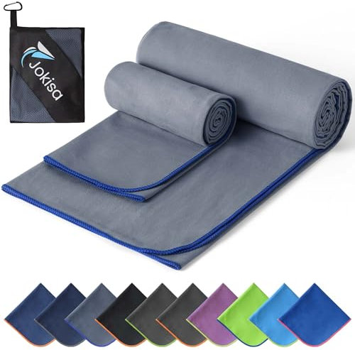 2 Stück Sporthandtuch Set (180x90cm Handtücher Groß+100x50cm Gym Handtuch), Schnell Trocknend und Kein Sand Mikrofaser Handtuch, Microfaser Handtücher für Fitness, Strand, Fitnessstudio, Camping