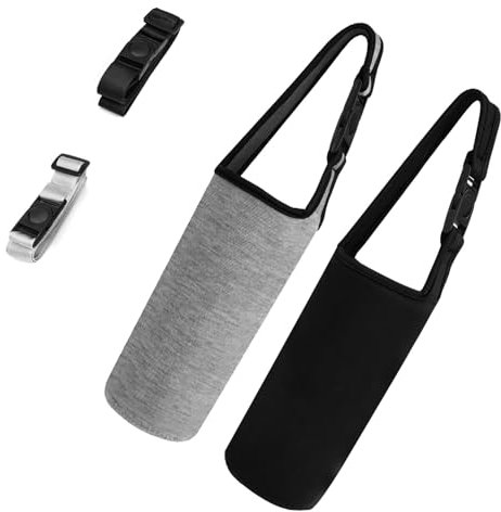 HJIAMA 2 Pièces Sac Isotherme Bouteille, Gourde Isotherme 500ml, Bandoulière Réglable Porte Gourde Sac à Dos, Sac Isotherme Bouteille pour Tasses Thermos, Tasses Eau Tasse Thé Lait