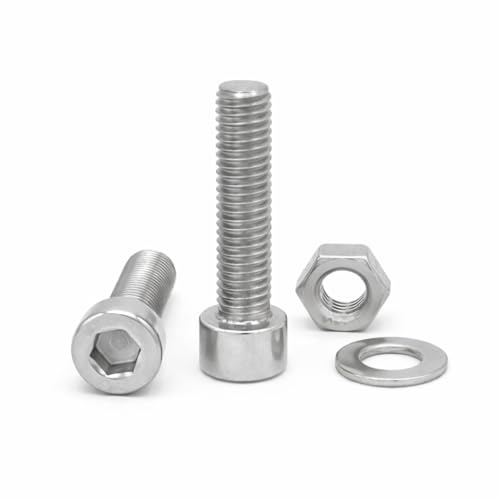 NOLDAR | Viti a testa cilindrica con esagono incassato. Acciaio inossidabile (AISI 304). Include 20 viti con 20 dadi e 20 rondelle (60 pezzi). Viti inox con filettatura completa. (Misura M5 x 20 mm)