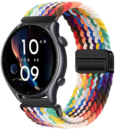 Issinlky Bracelet tressé nylon pour Amazfit GTR 47mm/GTR 2/GTR 2e/GTR 3/GTR 3 Pro/GTR 4/GTR 4 Pro/Stratos 3/Stratos 2, Bracelet élastique 22mm pour Xiaomi Watch S1/S1 Active/Xiaomi Mi/Watch S3/Watch 2