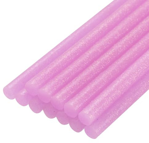 sourcing map Mini Hot Glue Sticks for Glue Gun 11mm x 100mm Glitter Pink 12pcs