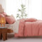 Tospass Coton Housse de Couette 240x260cm Rose Couleur Unie Élégante Parure de Lit 2 Personnes Adultes 3 Pièces avec Fermeture Éclair Housse Couette en Coton avec 2 Taie d'oreiller 65x65cm