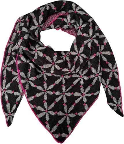 FASHION YOU WANT XXL Schal flauschig schal-tuch damen dicker dreieckstuch groß Wolle BLUME Farben kuschelig (schwarz2)