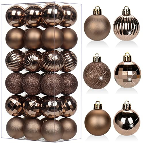 36er-Set 4cm Christbaumkugeln Set Weihnachtsbaumkugeln Kunststoff Weihnachtsbaumschmuck mit Aufhängeöse Weihnachtsbaumschmuck für Hochzeit, Feiertage, Party, Weihnachten, Halloween, Heimdekoration