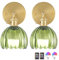 Shenmoyl Battery Operated Wall Lights Set of 2 Rechargeable Wall Lamps Indoor Wireless LED Wall Sconces with Remote Control for Living Room Bedroom Bedside Bathroom Tulip Green