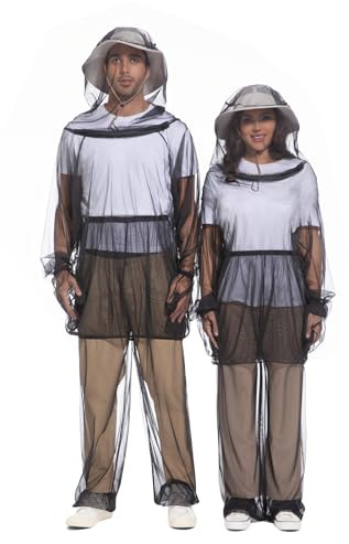 Premium 5-Piece Mosquito Suit-Jacket With Hood/Pants/Mitts/Gift Bag/Tape Measure-Full Body Protection from Insects Bugs-Lightweight Breathable Mesh Clothing for Men Women-Ideal for Outdoor Activities