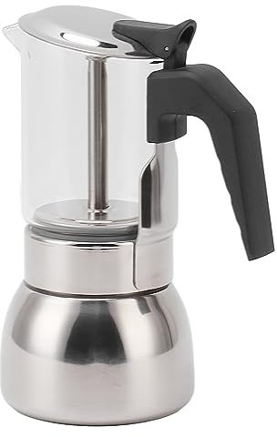 aqxreight Cafetera Moka de Acero Inoxidable Multifuncional Resistente a Altas Temperaturas Portátil para Casa o Cafetería Compatible con Inducción Gas y Eléctrica