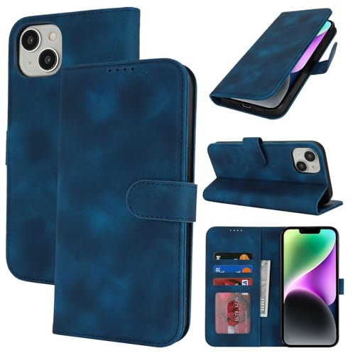 Zouzt Case for iPhone 13 Mini (5.4 Inch), Premium PU Leather Wallet Case with Credit Card Holder Slot Flip Folio Kickstand Shockproof Protective Phone Cover (Vintage Blue)